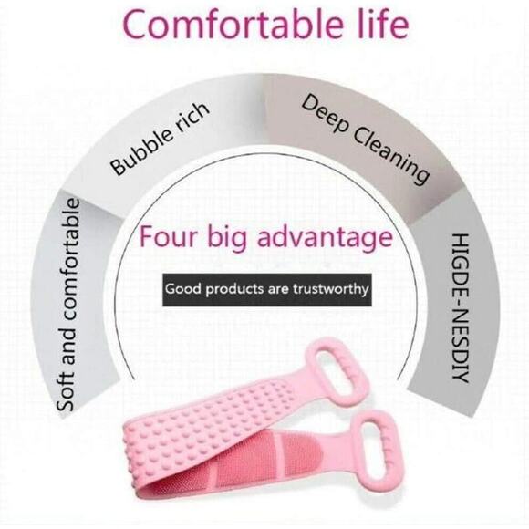 Dual Sided Silicone Back Scrubber Body Bath Belt Massage Brush for Shower - Picture 3 of 9